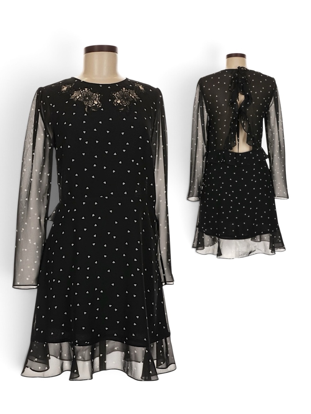 The Kooples Dame de Coeur Dress Size 1 US S Heart Lace Open Back NWT $340
